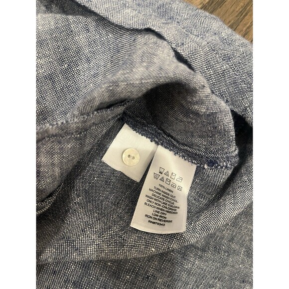 TAHARI BLUE 100% LINEN SHORT SLEEVE TUNIC SHIRT DRESS WOMEN SZ 1X - Picture 5 of 7